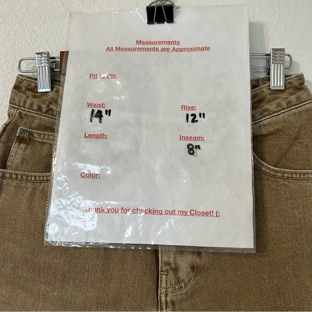 COLLUSION 90s Dad long line denim shorts‎ in sand Size 6